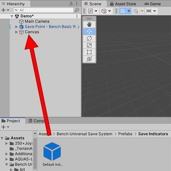 Using a Save Indicator prefab