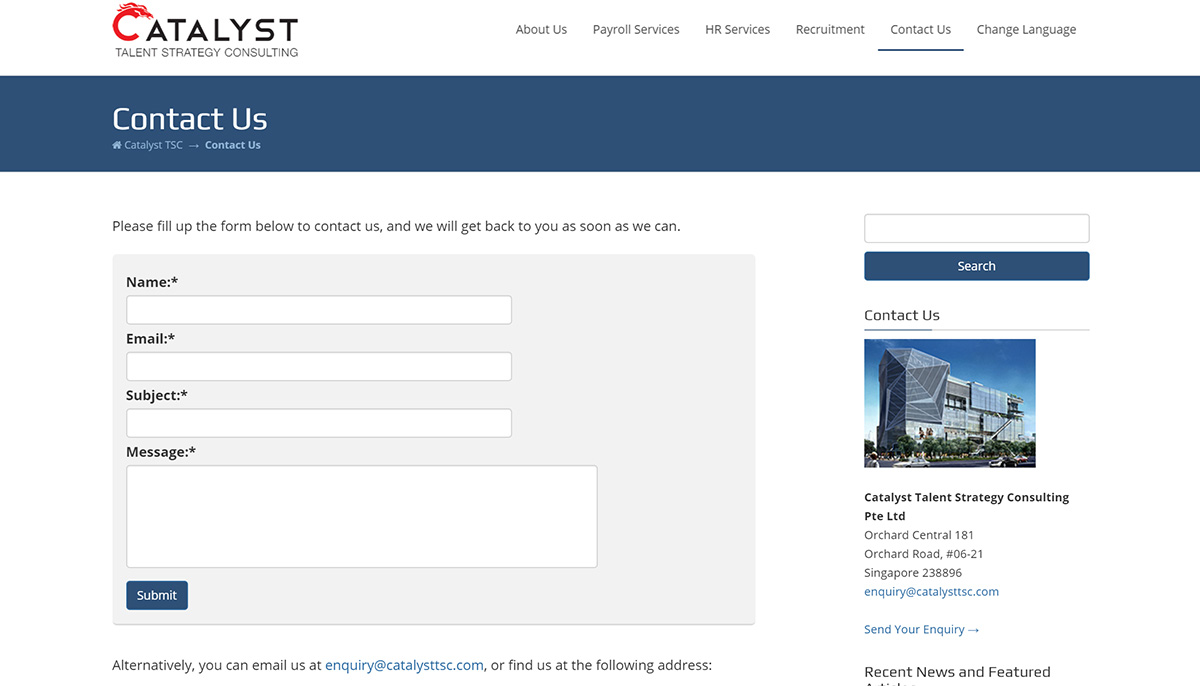 Catalyst TSC Contact Page - English