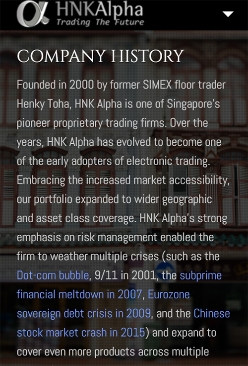 Company History (Mobile) — HNK Alpha