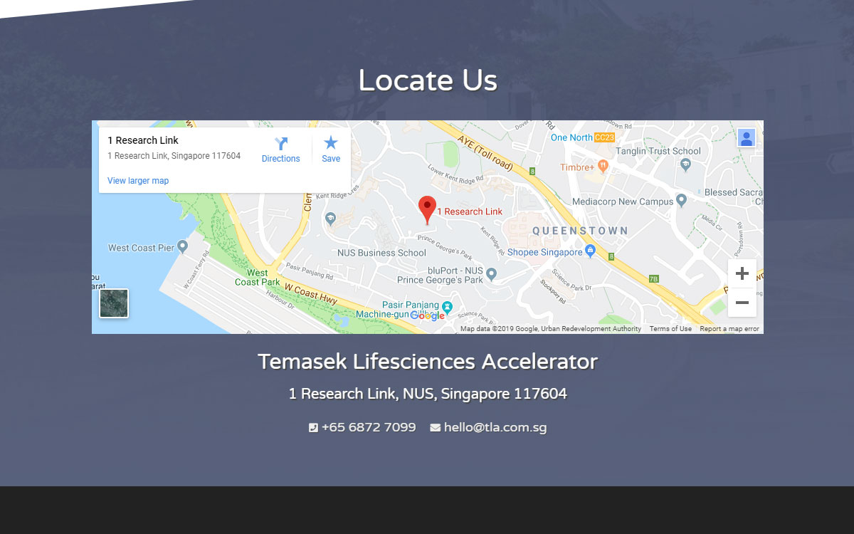 Locate Us — Temasek Lifesciences Accelerator